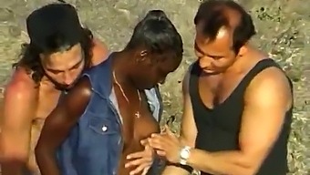 Black Woman Experiences Triple Pleasure With Two White Men At The Beach