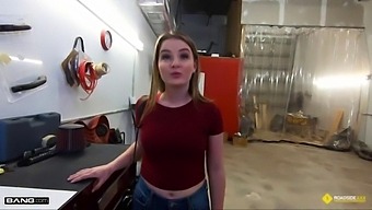 A Busty Blonde Uses Reverse Cowgirl On A Mechanic To Settle The Repair Bill