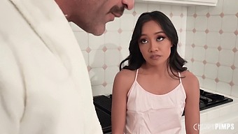 Jade Kimiko'S Unexpected Encounter With Charles Dera'S Impressive Manhood In The Kitchen